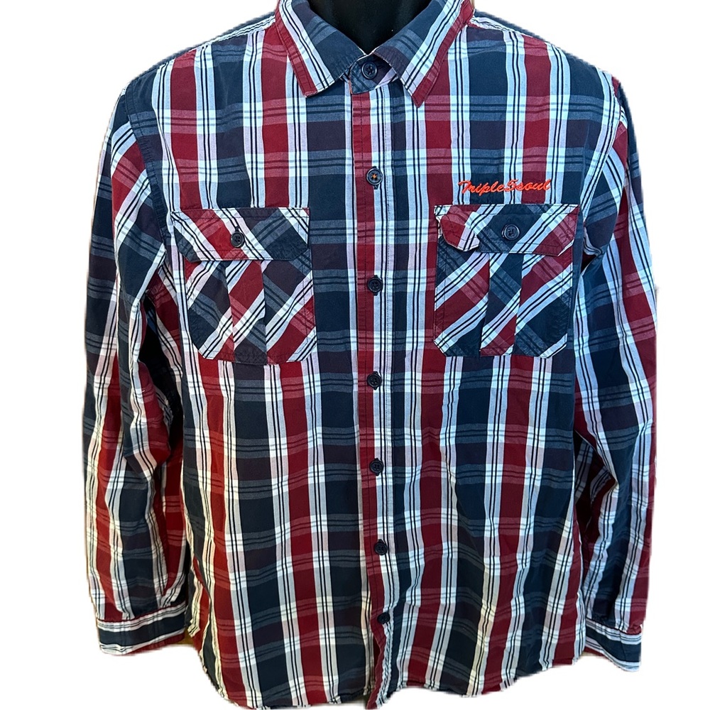 Triple Five Soul Long Sleeve Plaid Button Down Shirt. Size XL